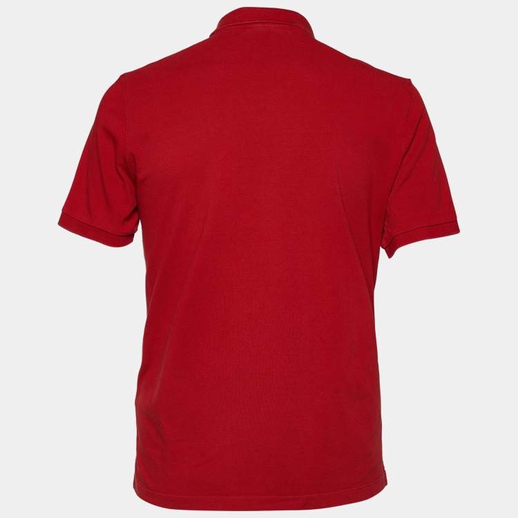 Pre Owned Burberry Red Cotton Pique Short Sleeve Polo T-Shirt XL 