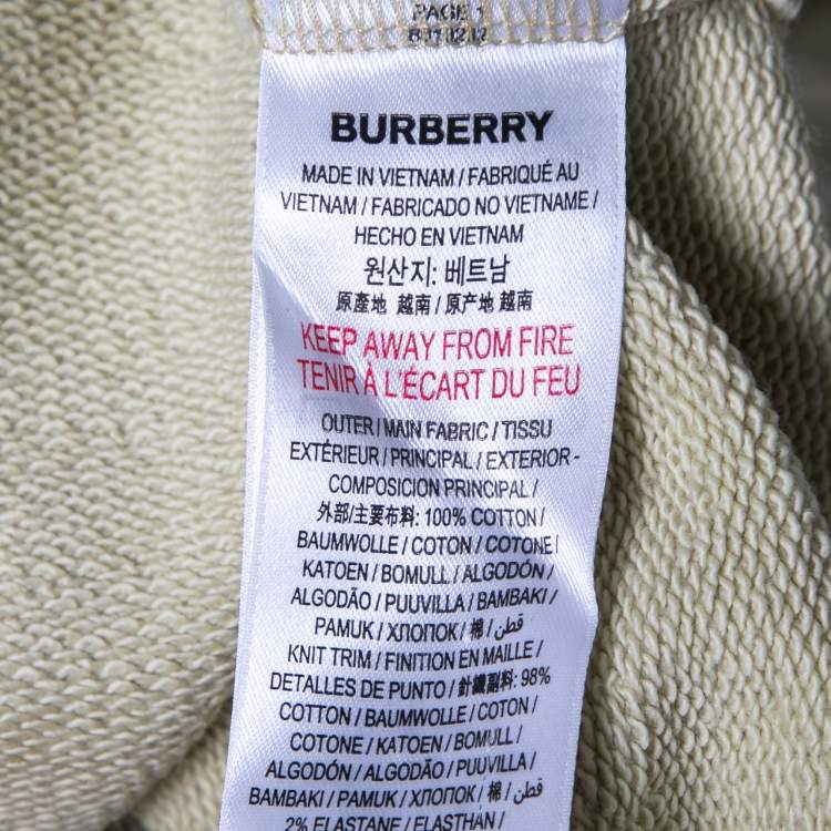 Pre Owned Burberry London Cream Logo Print Cotton Hoodie XS