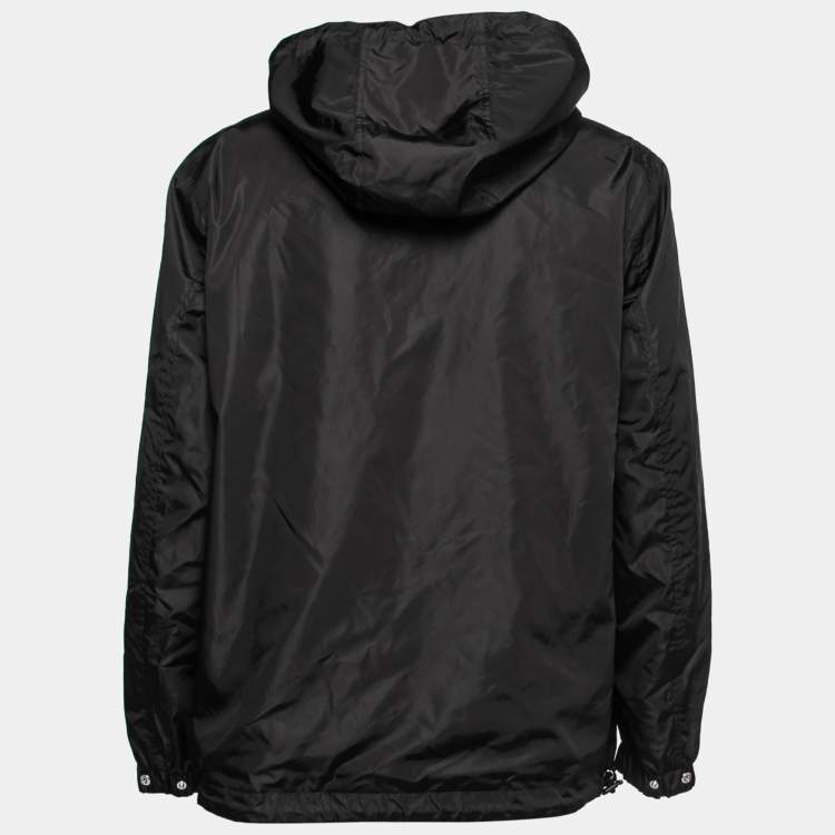 Pre Owned Burberry Black Reversible Check Print Synthetic Hooded Jacket L