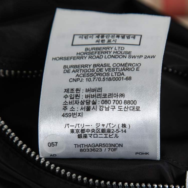 Pre Owned Burberry Black Reversible Check Print Synthetic Hooded Jacket L
