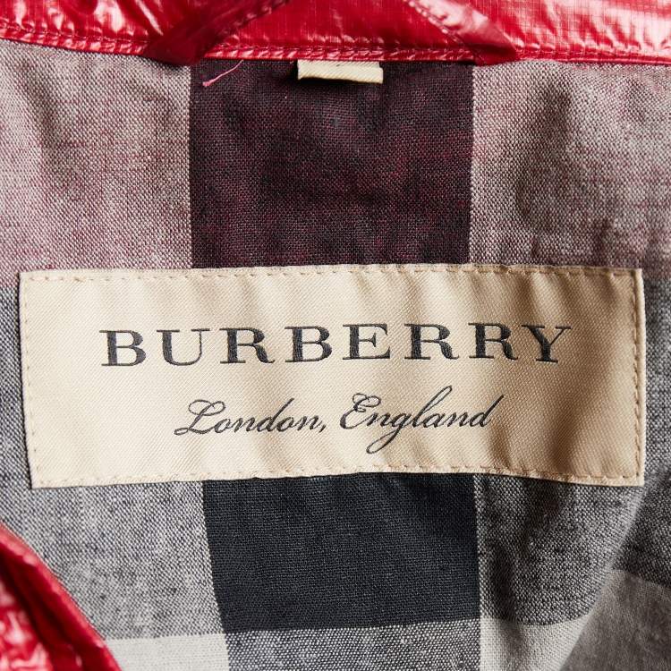 Pre Owned Burberry Red Synthetic Quilted Torford Jacket S