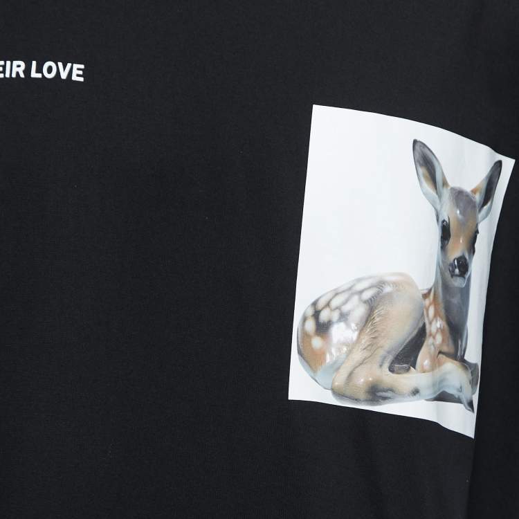 مملوكة مسبقًا Burberry London Black Bambi Print Cotton Crew Neck T-Shirt XXL