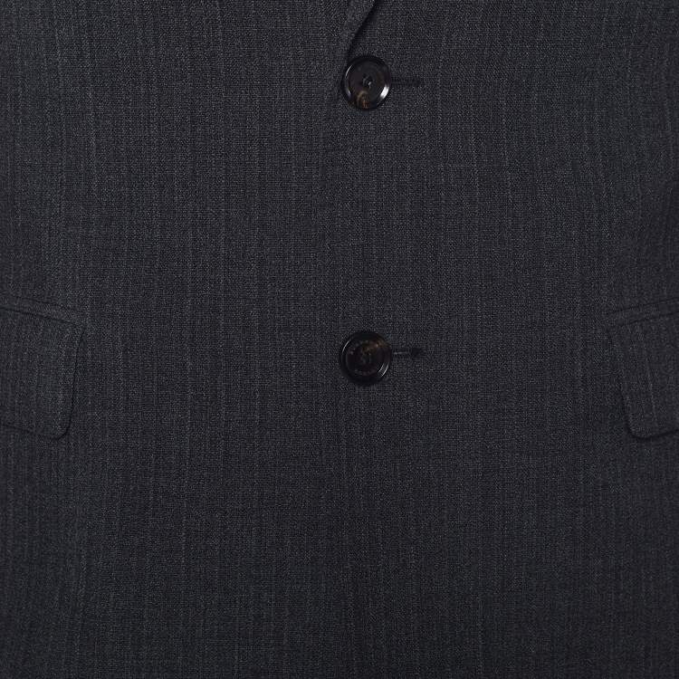 Pre Owned Burberry Grey Textured Wool Mansford Blazer L