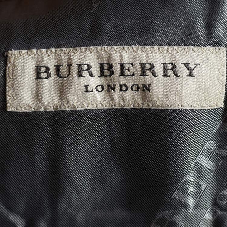 Pre Owned Burberry Grey Textured Wool Mansford Blazer L