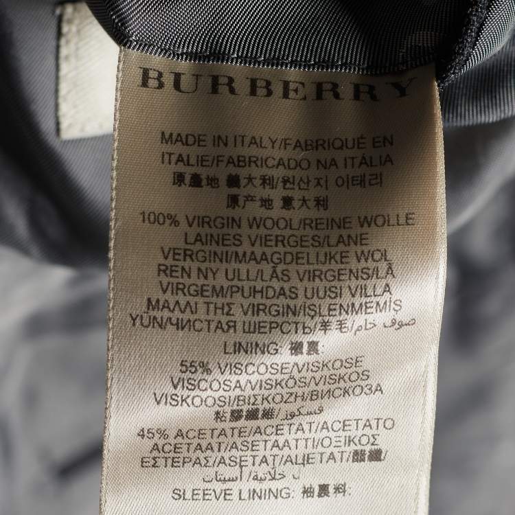 Pre Owned Burberry Grey Textured Wool Mansford Blazer L
