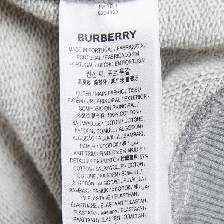 Pre Owned Burberry Grey Logo Printed Cotton Hoodie S
