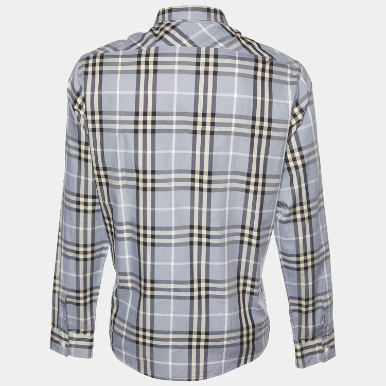 Pre Owned Burberry Grey Nova Check Cotton Button Front Shirt XL