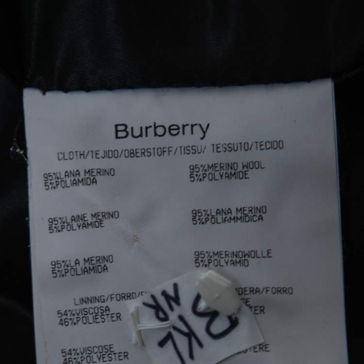 Pre Owned Burberry London Vintage Navy Blue Wool Double Breasted Coat M
