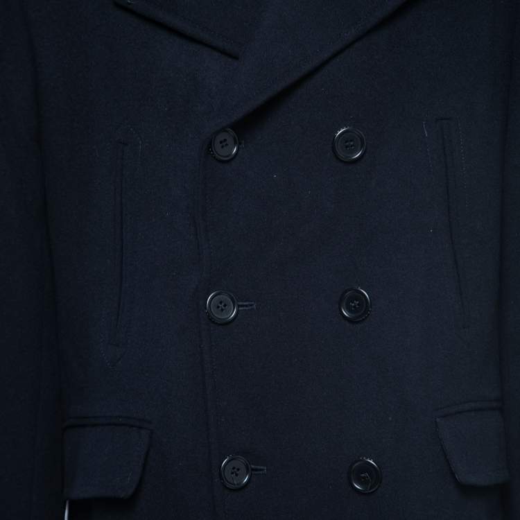 Pre Owned Burberry London Vintage Navy Blue Wool Double Breasted Coat M