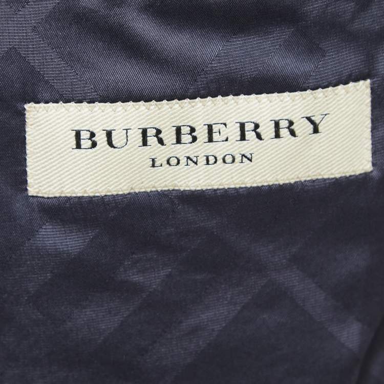 Pre Owned Burberry London Navy Blue Wool Suit M