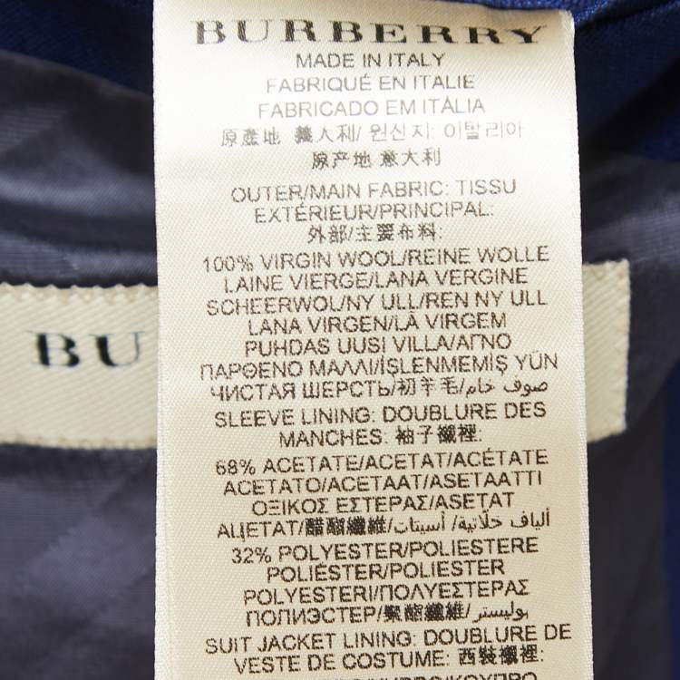 Pre Owned Burberry London Navy Blue Wool Suit M