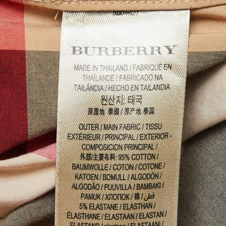 Pre Owned Burberry London Beige Plaid Cotton Button Front Full Sleeve Shirt XL