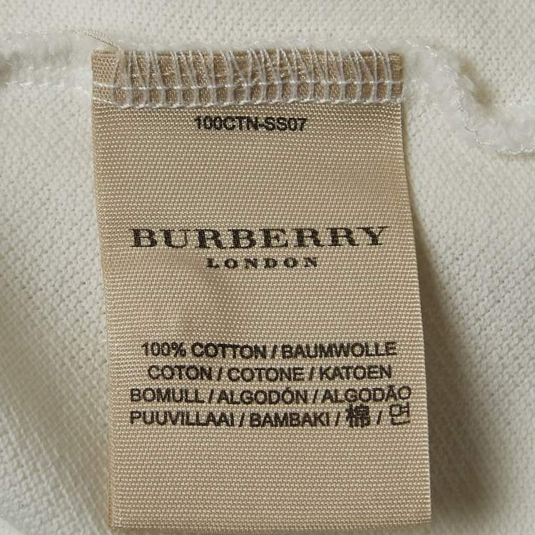 مملوكة مسبقًا Burberry White Logo Embroidered Cotton Pique Slim Fit Polo T-Shirt S