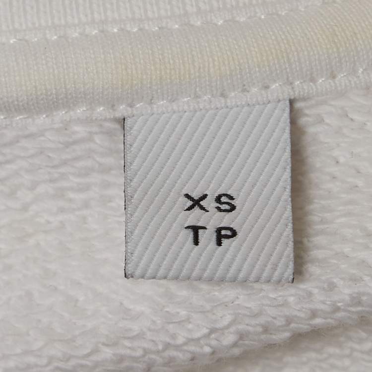 Pre Owned Burberry White Cotton Knit Logo Applique Detail Hoodie XS