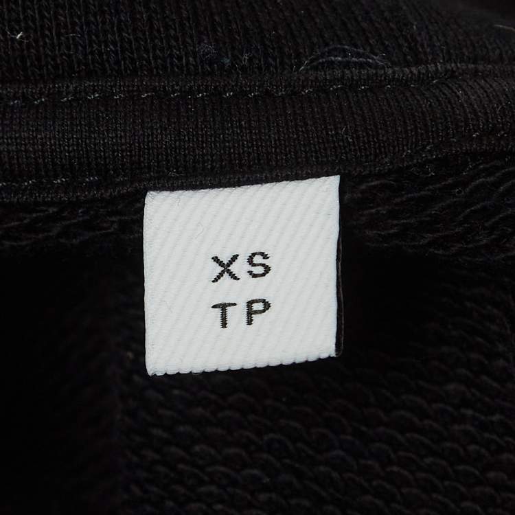 Pre Owned Burberry Black Logo Print Cotton Knit Hoodie XS