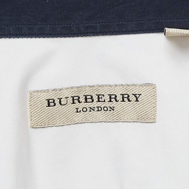 Pre Owned Burberry London White Contrast Collar and Placket Cotton Shirt M