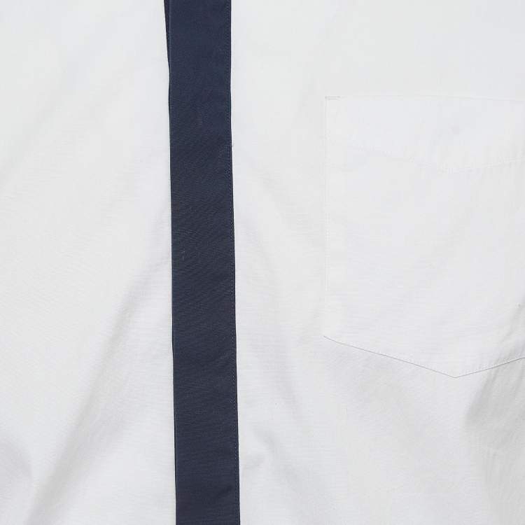 Pre Owned Burberry London White Contrast Collar and Placket Cotton Shirt M