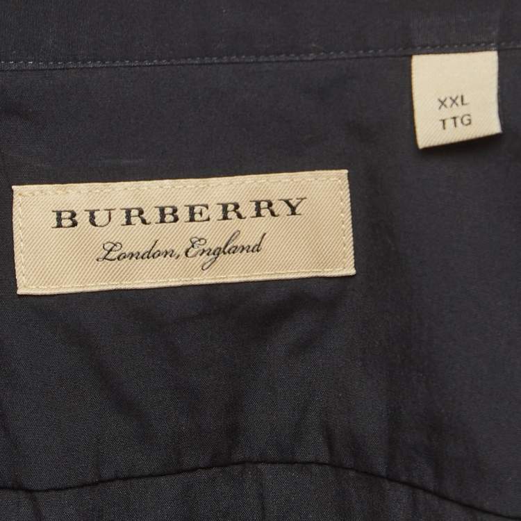 Pre Owned Burberry London Black Contrast Cuff Cotton Long Sleeve Shirt XXL