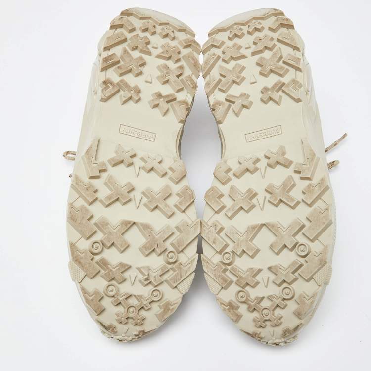 Pre Owned Burberry Beige Suede and Rubber London Low Top Sneakers Size 42