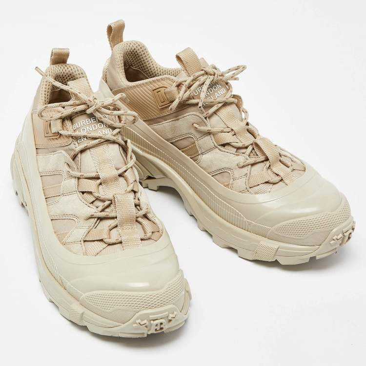 Pre Owned Burberry Beige Suede and Rubber London Low Top Sneakers Size 42