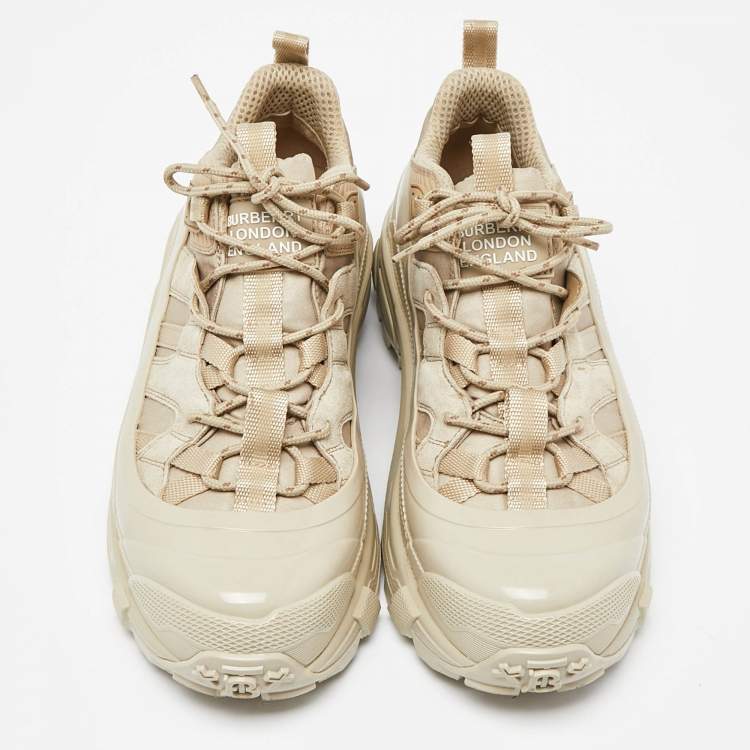 Pre Owned Burberry Beige Suede and Rubber London Low Top Sneakers Size 42