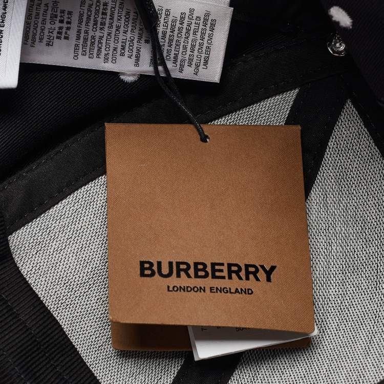 Pre Owned Burberry White/Blue TB Monogram Cotton Baseball Cap L