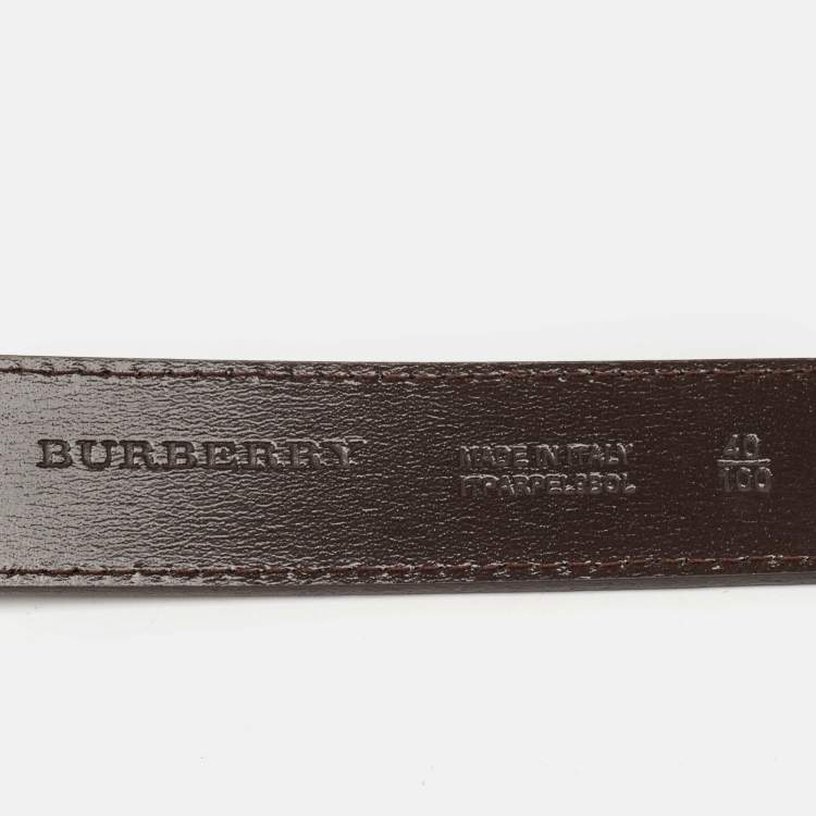 Pre Owned Burberry Brown Leather Buckle Belt 100 CM