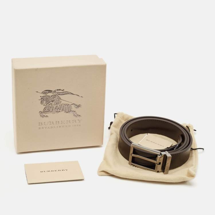 Pre Owned Burberry Brown Leather Buckle Belt 100 CM