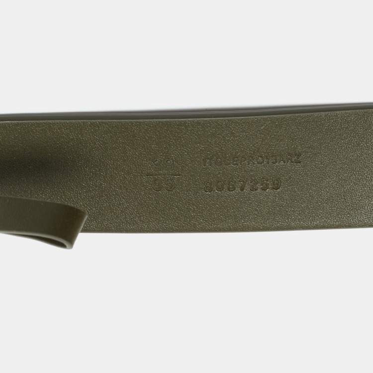 مملوكة مسبقًا Burberry Shield 95 CM Buckle Belt Dark Khaki Leather