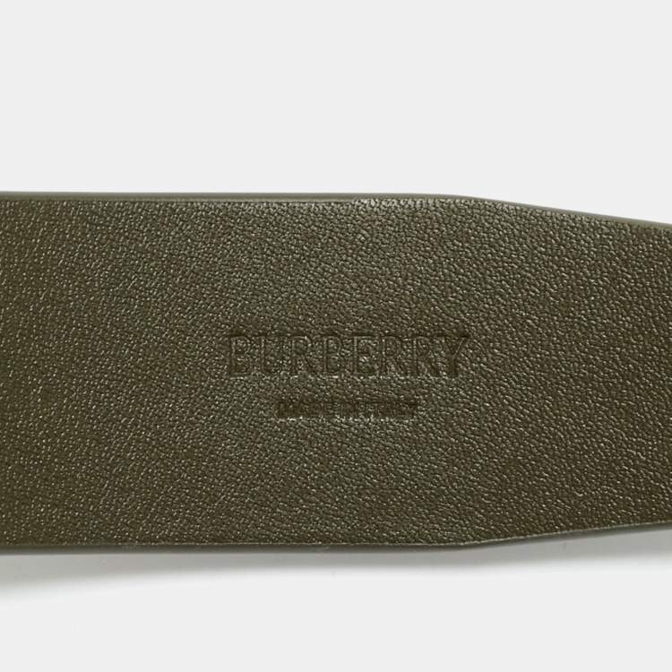 مملوكة مسبقًا Burberry Shield 95 CM Buckle Belt Dark Khaki Leather