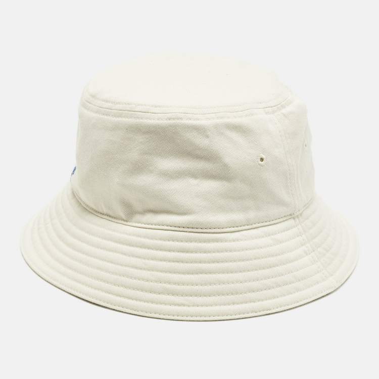 Pre Owned Burberry Ivory EKD Sketch Cotton Bucket Hat L/59