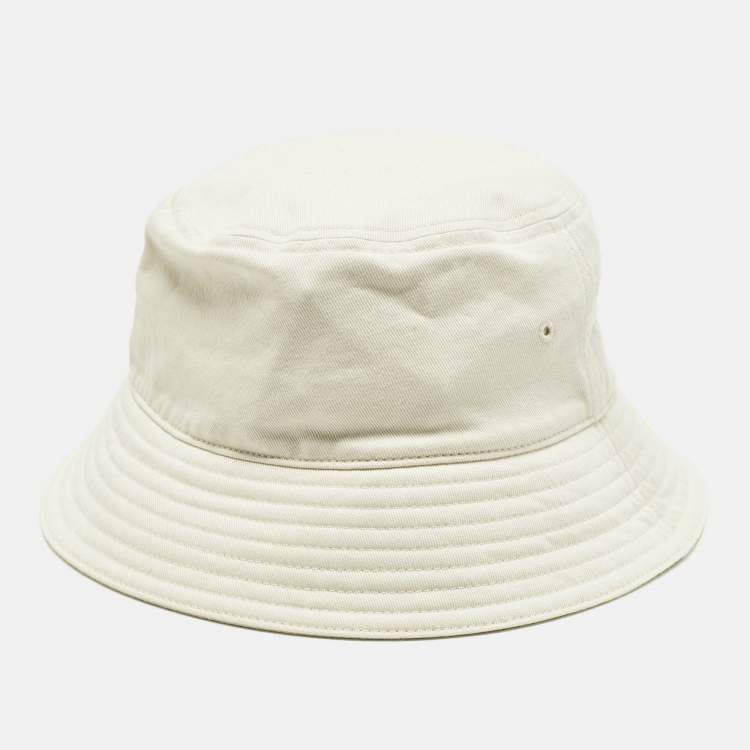 Pre Owned Burberry Ivory EKD Sketch Cotton Bucket Hat L/59