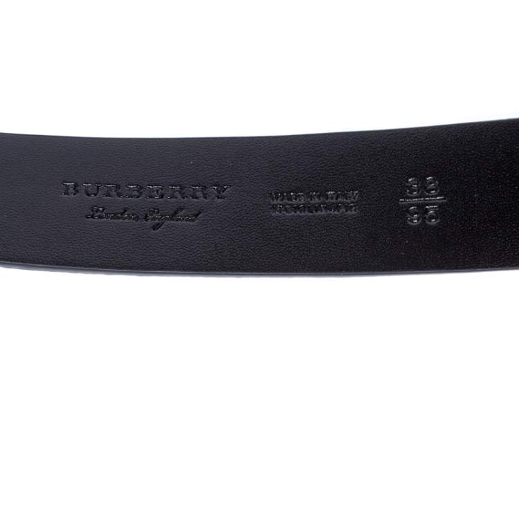 Pre Owned Burberry Blue Leather Alex Buckle Belt 95CM