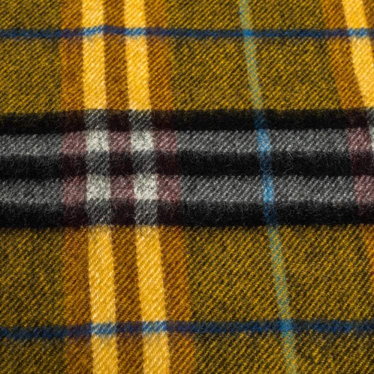 Pre Owned Burberry Amber Yellow Castleford Check Cashmere Scarf
