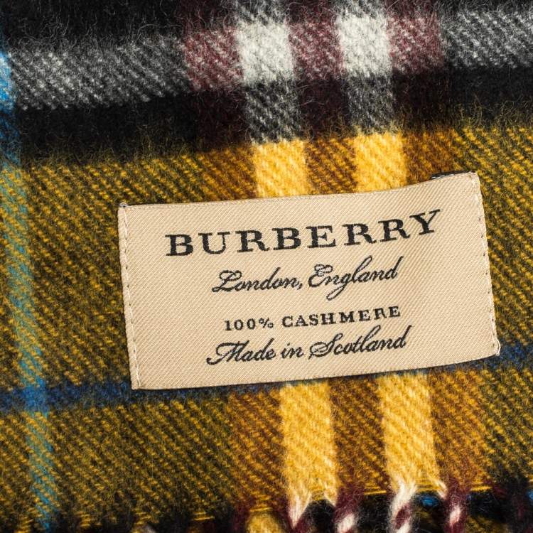 Pre Owned Burberry Amber Yellow Castleford Check Cashmere Scarf