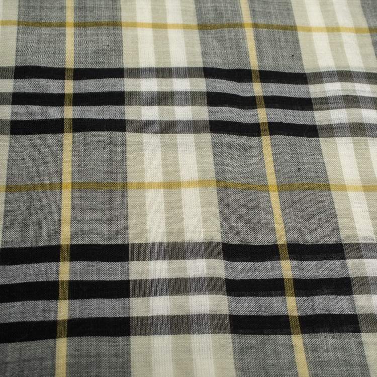 Pre Owned Burberry Sage Green Vintage Check Lightweight Wool & Silk Blend Scarf