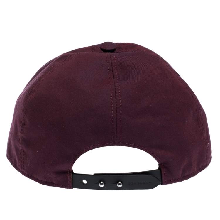 Pre Owned Burberry Burgundy Cotton Boysenberry Crest Cap M/L