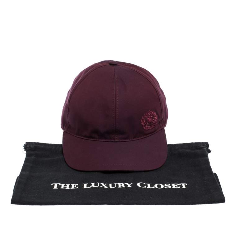 Pre Owned Burberry Burgundy Cotton Boysenberry Crest Cap M/L