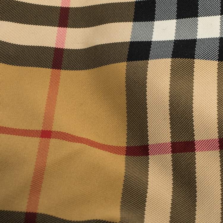 Pre Owned Burberry Beige Check Cashmere Lined Leather Trim Gloves 