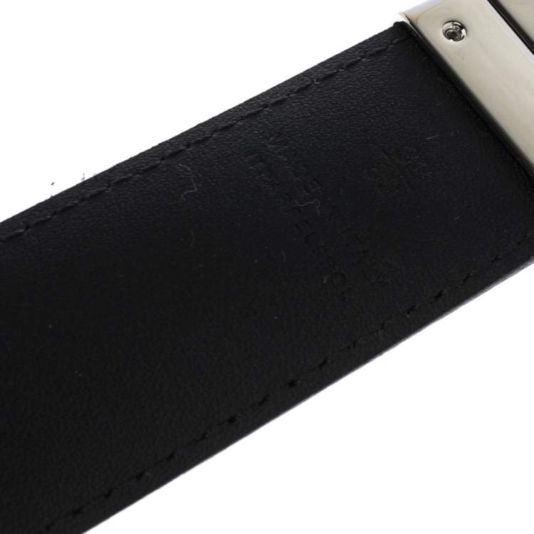 Pre Owned Burberry Black Check Coated Canvas James Reversible Belt 80CM