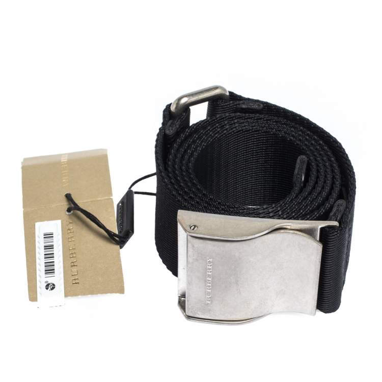 Pre Owned Burberry Black Canvas Zach Webbing Belt 80CM