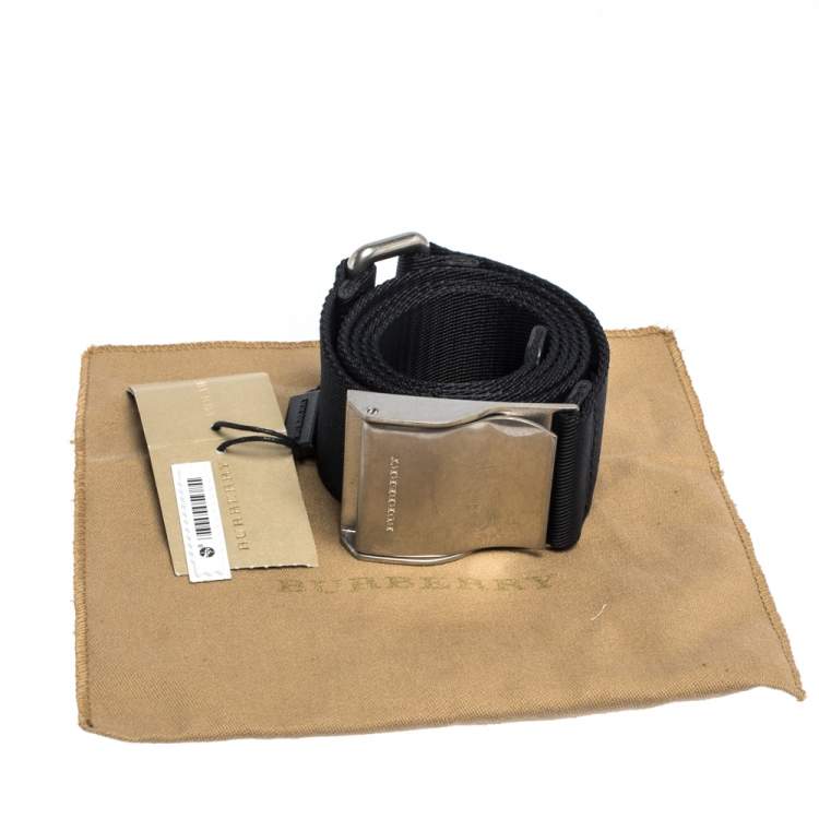 Pre Owned Burberry Black Canvas Zach Webbing Belt 80CM