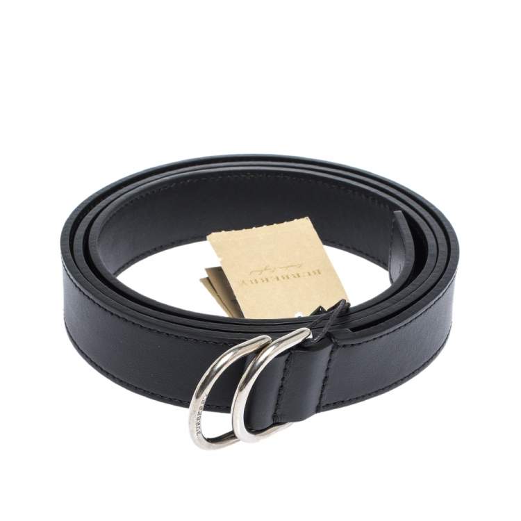 Pre Owned Burberry Black Leather D-Ring Belt 90CM
