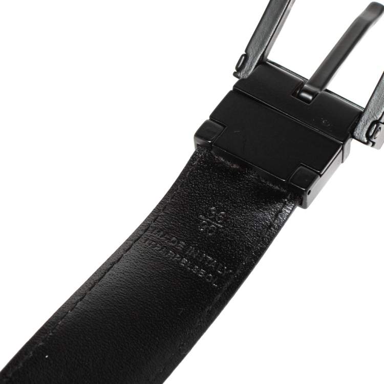 Pre Owned Burberry Black Beat Check Coated Canvas Buckle Belt 90CM