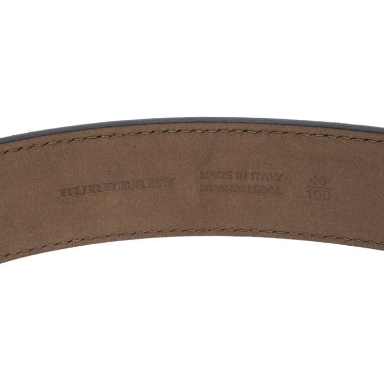 Pre Owned Burberry Black Topstitched Leather Buckle Belt 100CM