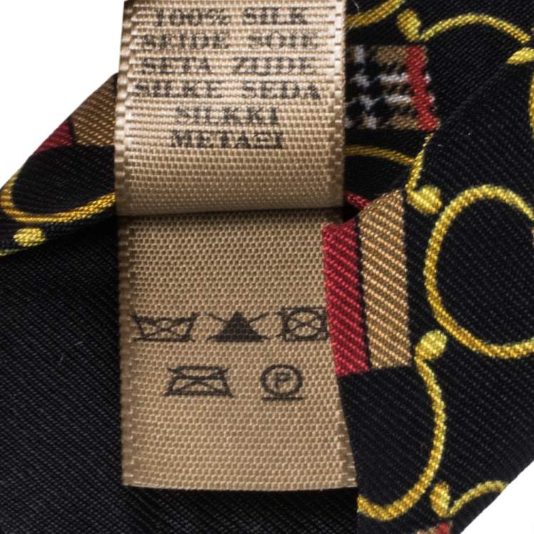 Pre Owned Burberry Multicolor Horsebit Print Silk Slim Cut Stanfield Tie