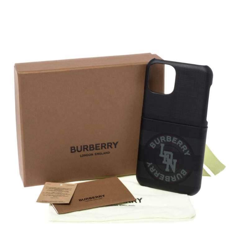 Pre Owned Burberry Black Coated Canvas iPhone 11 Pro Case 