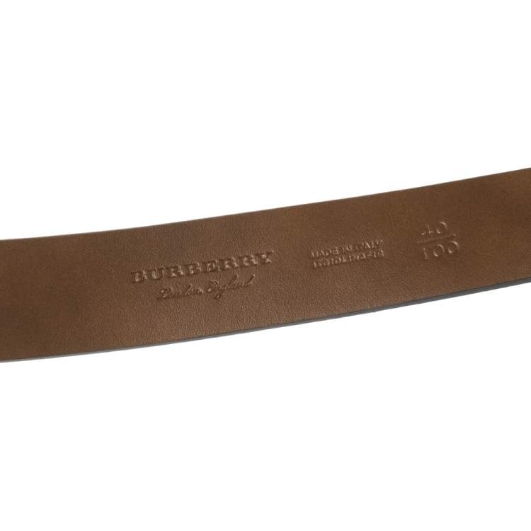 Pre Owned Burberry Black Leather Alex Buckle Belt 100CM