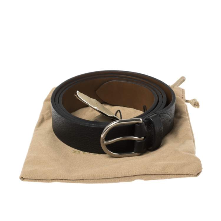 Pre Owned Burberry Black Leather Alex Buckle Belt 100CM