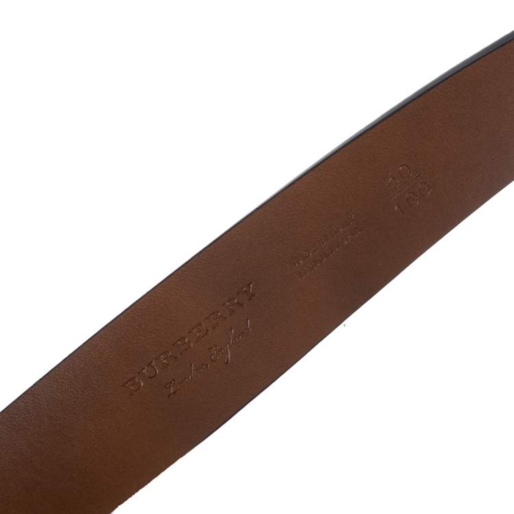 Pre Owned Burberry Black Leather Alex Buckle Belt 100CM